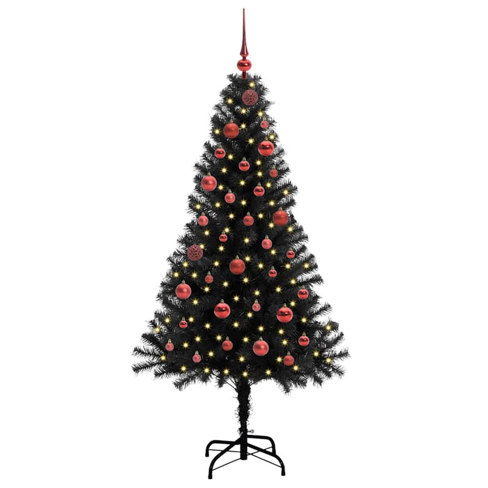Brad de Crăciun cu 150 LED cu suport Negru 150 cm PVC - WALTI WALTI