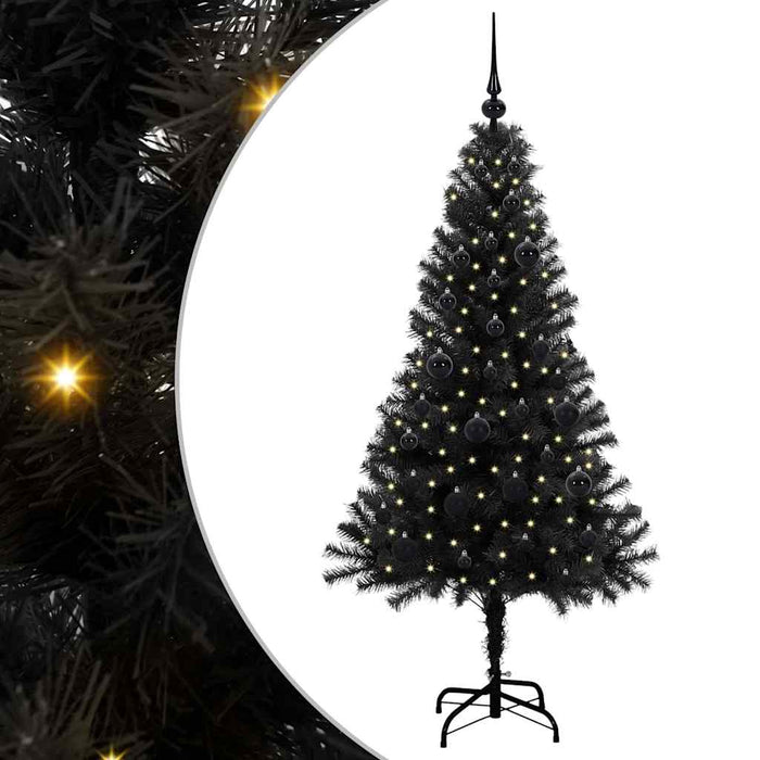 Brad de Crăciun cu 150 LED cu suport Negru 150 cm PVC - WALTI WALTI