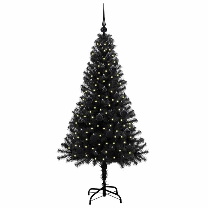 Brad de Crăciun cu 150 LED cu suport Negru 150 cm PVC - WALTI WALTI