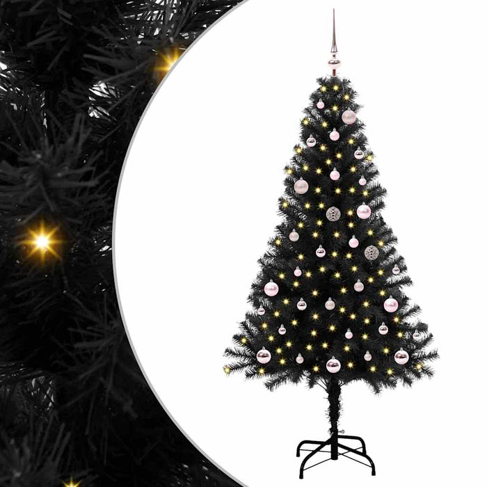 Brad de Crăciun cu 150 LED cu suport Negru 150 cm PVC - WALTI WALTI