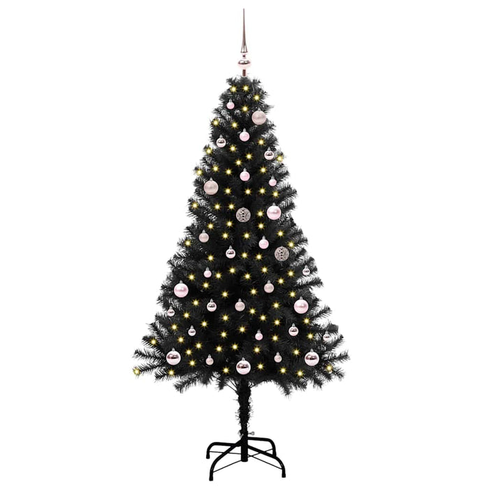 Brad de Crăciun cu 150 LED cu suport Negru 150 cm PVC - WALTI WALTI