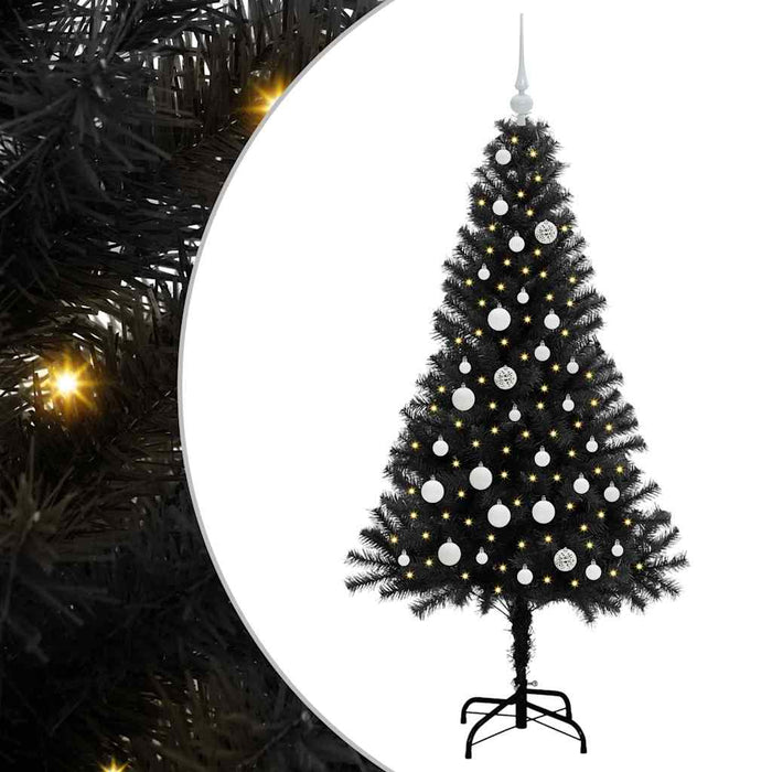 Brad de Crăciun cu 150 LED cu suport Negru 150 cm PVC - WALTI WALTI
