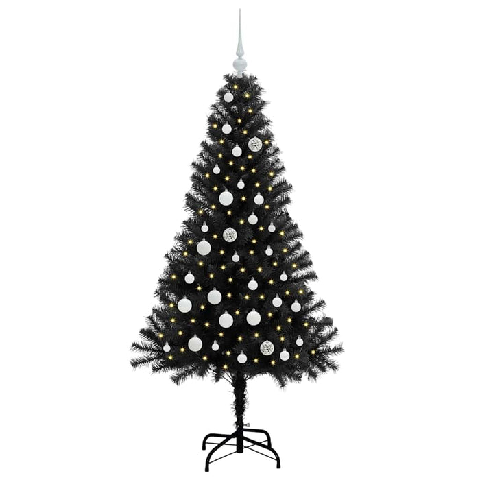 Brad de Crăciun cu 150 LED cu suport Negru 150 cm PVC - WALTI WALTI
