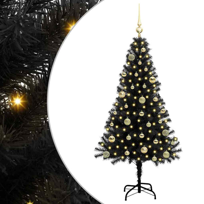 Brad de Crăciun cu 150 LED cu suport Negru 150 cm PVC - WALTI WALTI