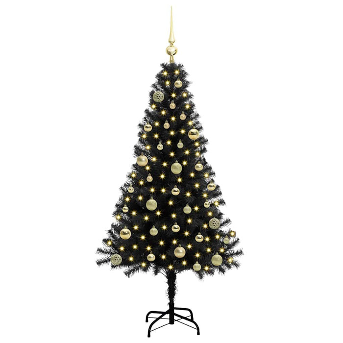 Brad de Crăciun cu 150 LED cu suport Negru 150 cm PVC - WALTI WALTI