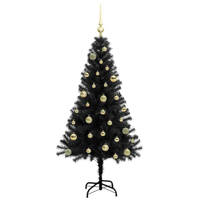 Brad de Crăciun cu 150 LED cu suport Negru 150 cm PVC - WALTI WALTI