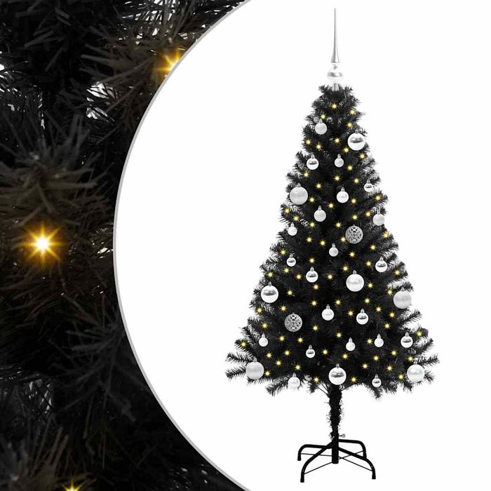 Brad de Crăciun cu 150 LED cu suport Negru 150 cm PVC - WALTI WALTI