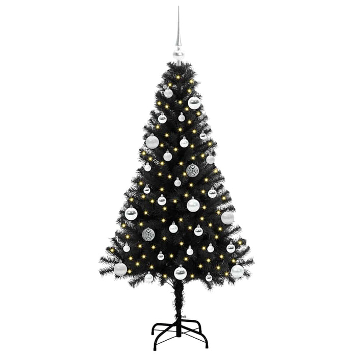 Brad de Crăciun cu 150 LED cu suport Negru 150 cm PVC - WALTI WALTI