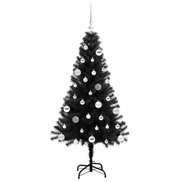 Brad de Crăciun cu 150 LED cu suport Negru 150 cm PVC - WALTI WALTI