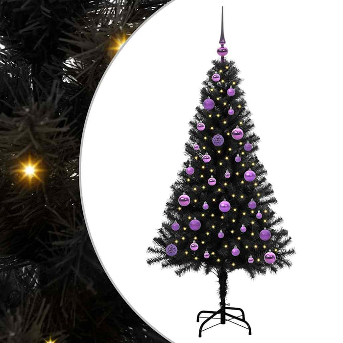 Brad de Crăciun cu 150 LED cu suport Negru 150 cm PVC - WALTI WALTI