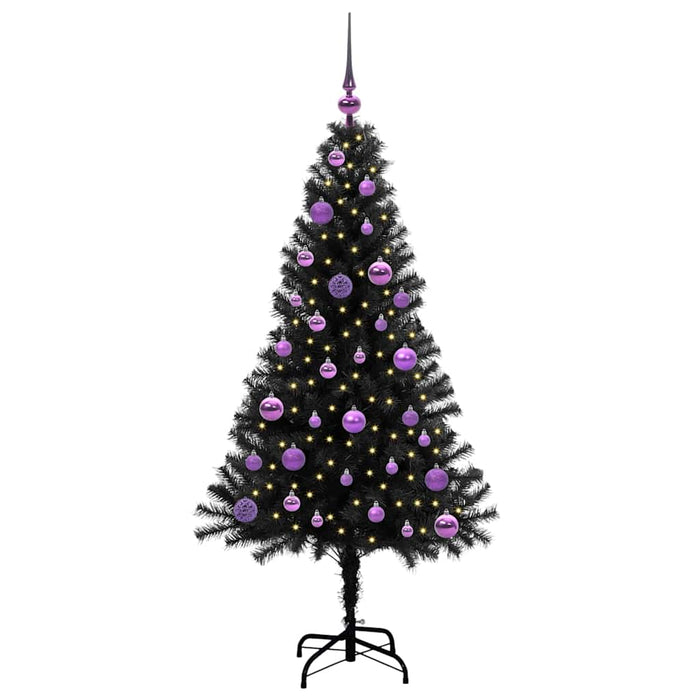 Brad de Crăciun cu 150 LED cu suport Negru 150 cm PVC - WALTI WALTI