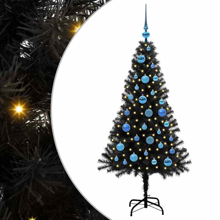 Brad de Crăciun cu 150 LED cu suport Negru 150 cm PVC - WALTI WALTI