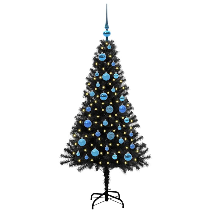 Brad de Crăciun cu 150 LED cu suport Negru 150 cm PVC - WALTI WALTI