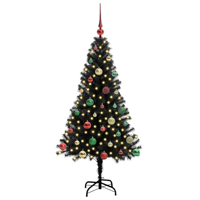 Brad de Crăciun cu 150 LED cu suport Negru 150 cm PVC - WALTI WALTI