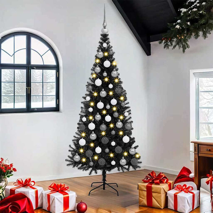 Brad de Crăciun cu 300 LED cu suport Negru 180 cm PVC - WALTI WALTI