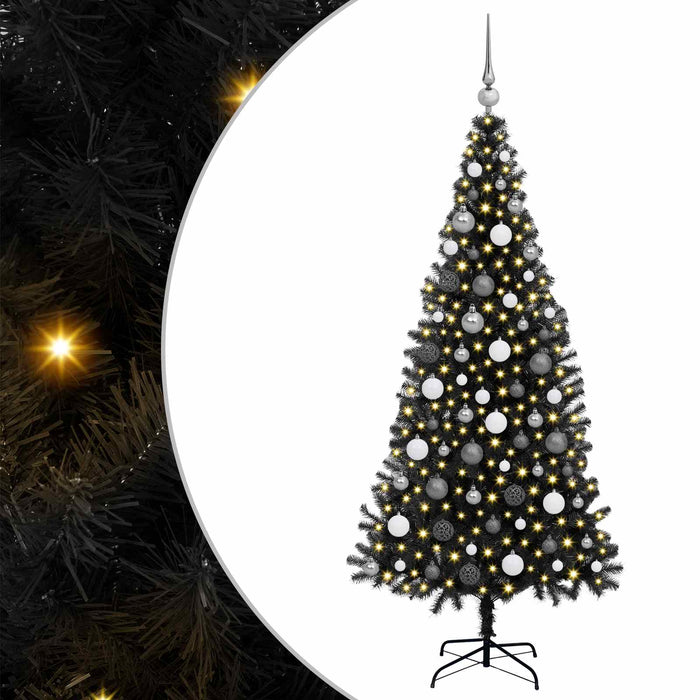 Brad de Crăciun cu 300 LED cu suport Negru 180 cm PVC - WALTI WALTI