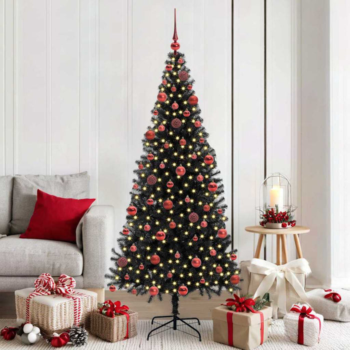 Brad de Crăciun cu 300 LED cu suport Negru 180 cm PVC - WALTI WALTI