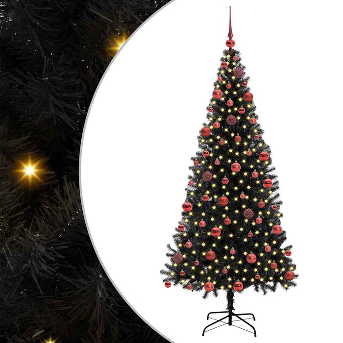 Brad de Crăciun cu 300 LED cu suport Negru 180 cm PVC - WALTI WALTI