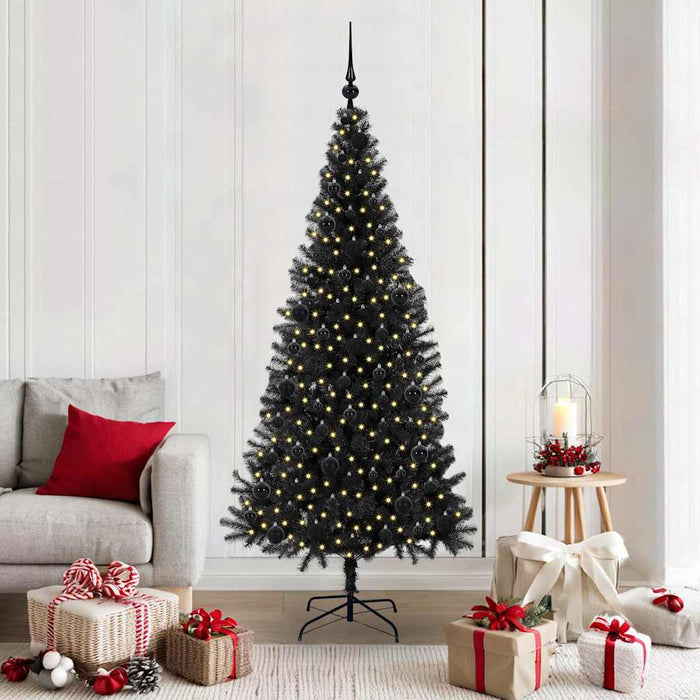 Brad de Crăciun cu 300 LED cu suport Negru 180 cm PVC - WALTI WALTI