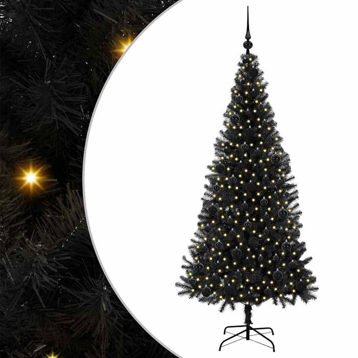 Brad de Crăciun cu 300 LED cu suport Negru 180 cm PVC - WALTI WALTI