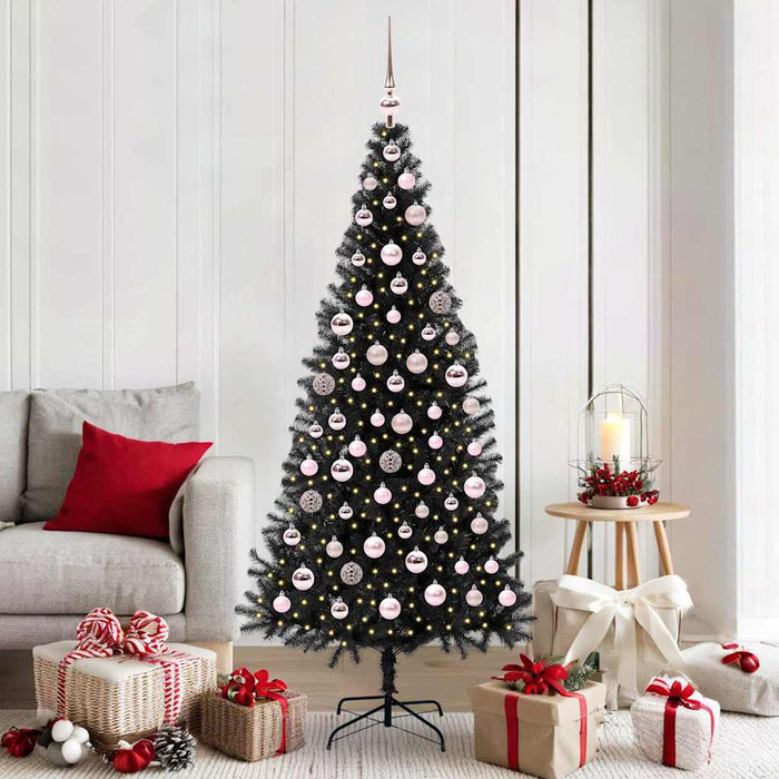 Brad de Crăciun cu 300 LED cu suport Negru 180 cm PVC - WALTI WALTI