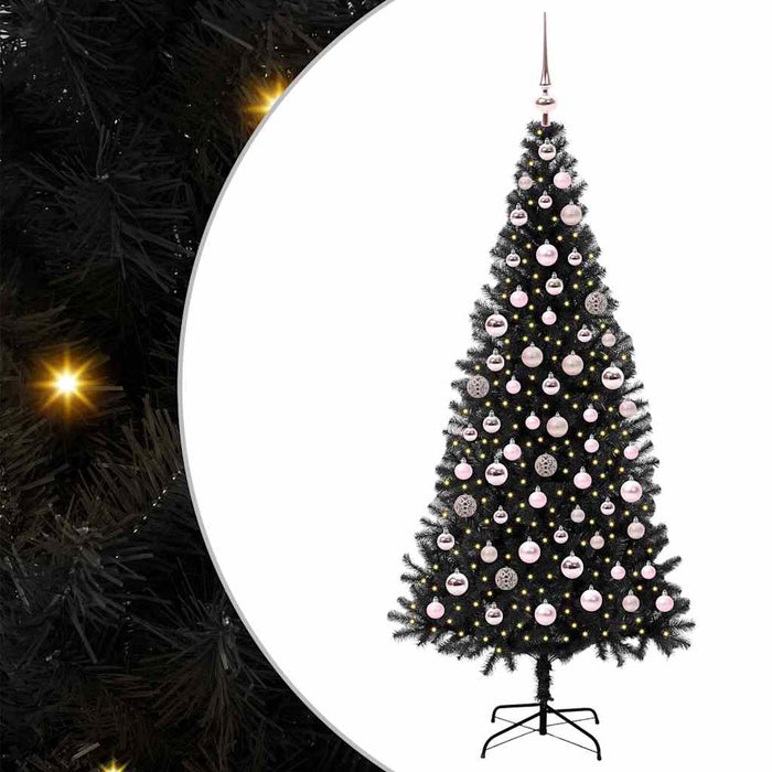 Brad de Crăciun cu 300 LED cu suport Negru 180 cm PVC - WALTI WALTI