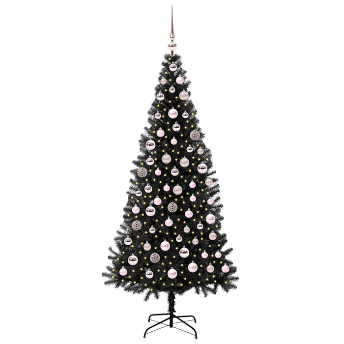 Brad de Crăciun cu 300 LED cu suport Negru 180 cm PVC - WALTI WALTI