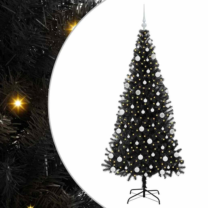 Brad de Crăciun cu 300 LED cu suport Negru 180 cm PVC - WALTI WALTI