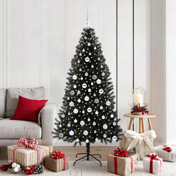 Brad de Crăciun cu 300 LED cu suport Negru 180 cm PVC - WALTI WALTI