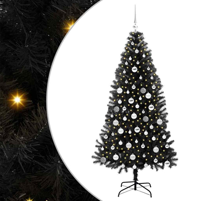 Brad de Crăciun cu 300 LED cu suport Negru 180 cm PVC - WALTI WALTI