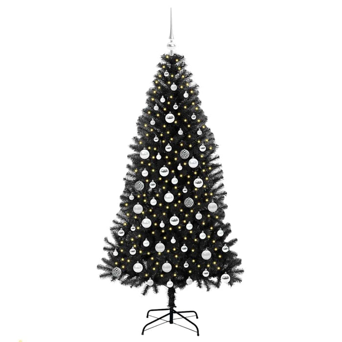 Brad de Crăciun cu 300 LED cu suport Negru 180 cm PVC - WALTI WALTI
