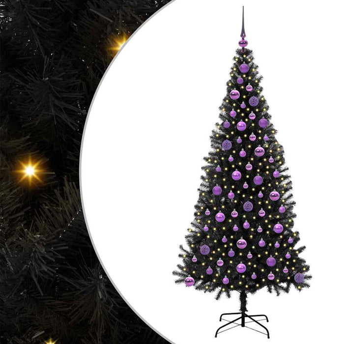 Brad de Crăciun cu 300 LED cu suport Negru 180 cm PVC - WALTI WALTI