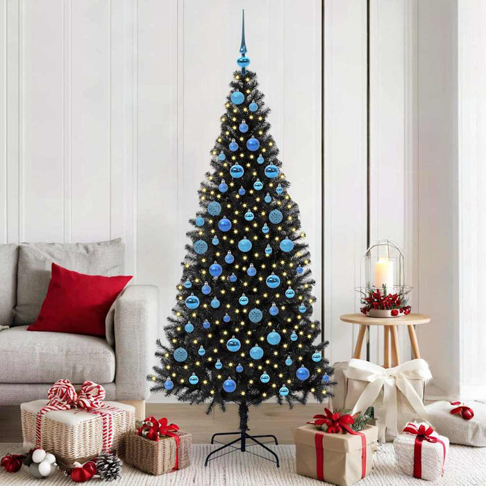 Brad de Crăciun cu 300 LED cu suport Negru 180 cm PVC - WALTI WALTI
