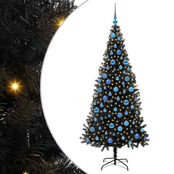 Brad de Crăciun cu 300 LED cu suport Negru 180 cm PVC - WALTI WALTI