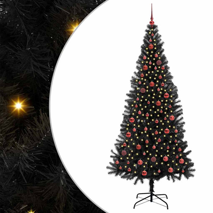 Brad de Crăciun cu 300 LED cu suport Negru 210 cm PVC - WALTI WALTI