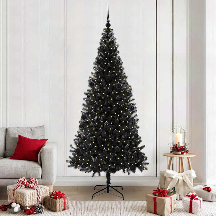 Brad de Crăciun cu 300 LED cu suport Negru 210 cm PVC - WALTI WALTI