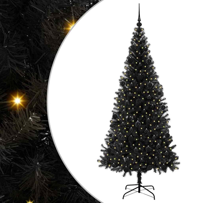 Brad de Crăciun cu 300 LED cu suport Negru 210 cm PVC - WALTI WALTI
