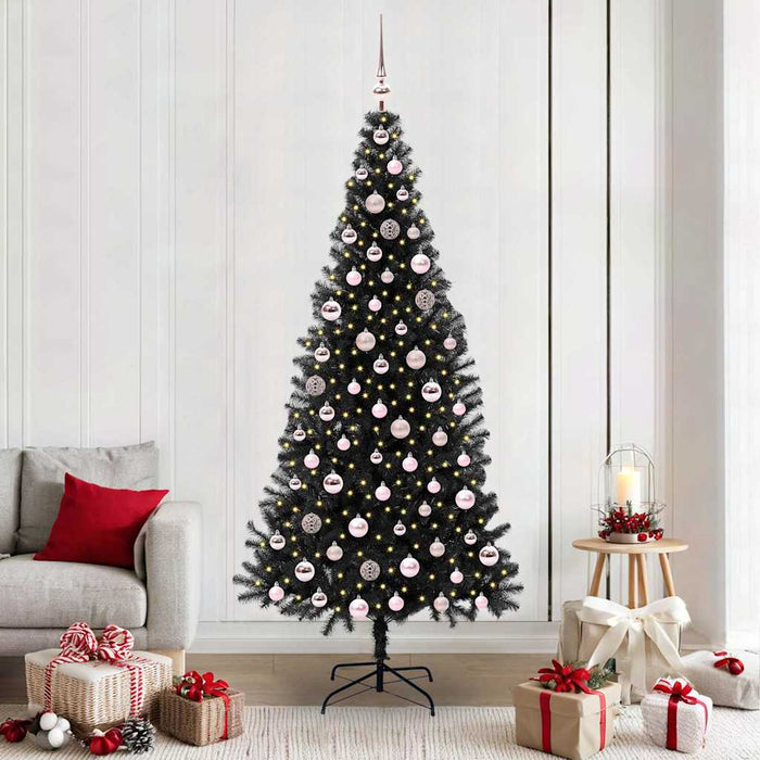 Brad de Crăciun cu 300 LED cu suport Negru 210 cm PVC - WALTI WALTI