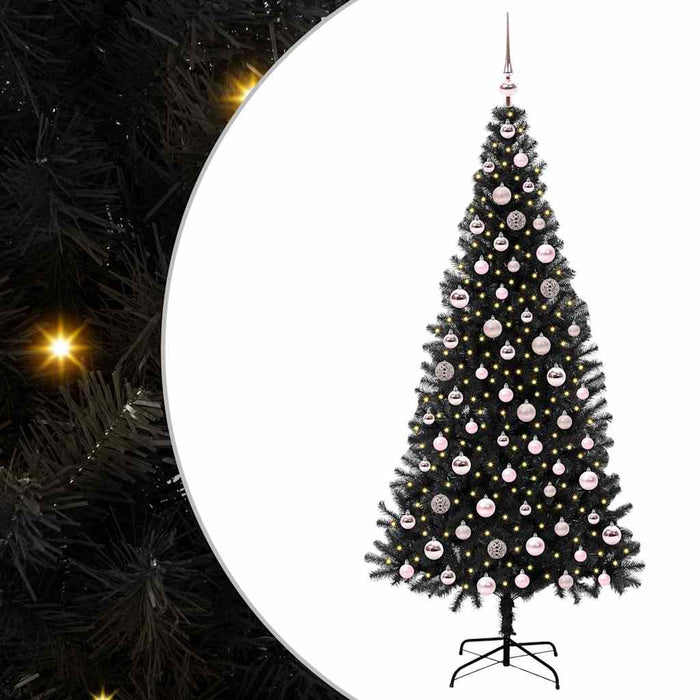 Brad de Crăciun cu 300 LED cu suport Negru 210 cm PVC - WALTI WALTI