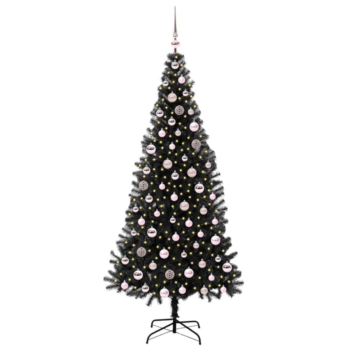 Brad de Crăciun cu 300 LED cu suport Negru 210 cm PVC - WALTI WALTI