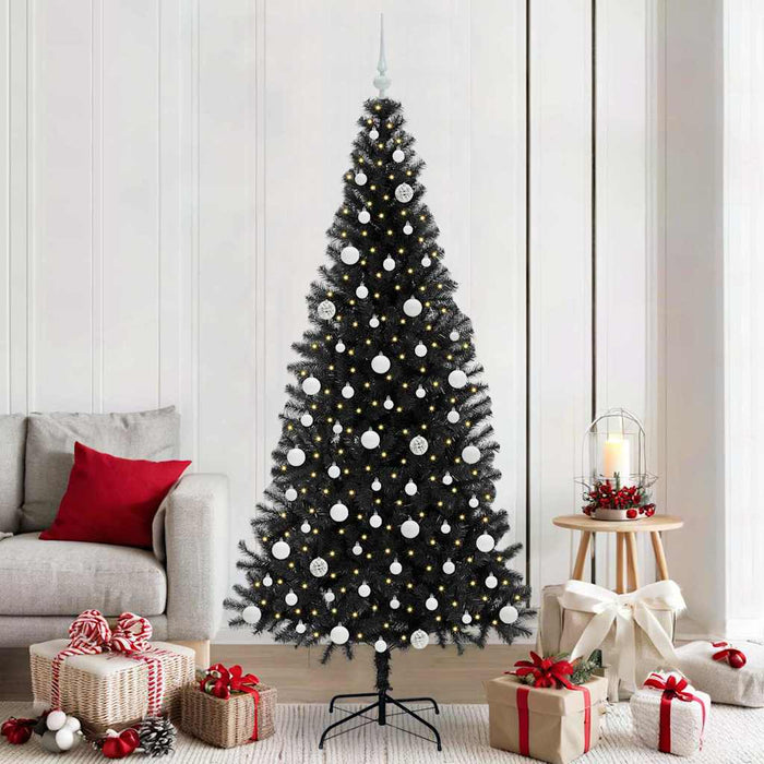 Brad de Crăciun cu 300 LED cu suport Negru 210 cm PVC - WALTI WALTI