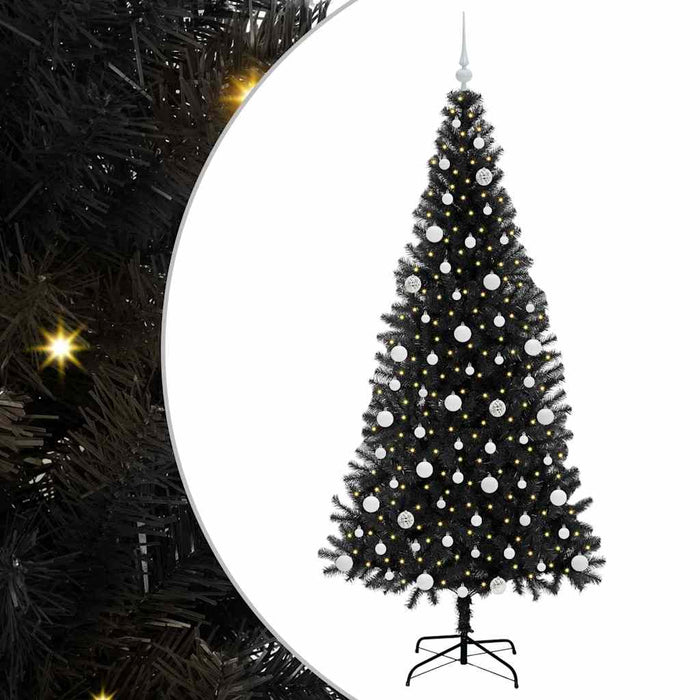 Brad de Crăciun cu 300 LED cu suport Negru 210 cm PVC - WALTI WALTI