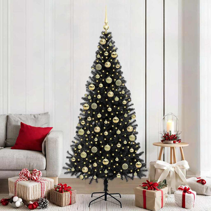Brad de Crăciun cu 300 LED cu suport Negru 210 cm PVC - WALTI WALTI