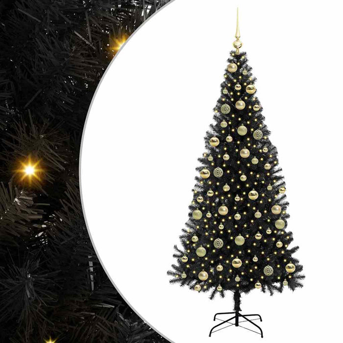 Brad de Crăciun cu 300 LED cu suport Negru 210 cm PVC - WALTI WALTI
