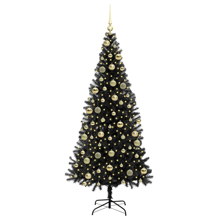 Brad de Crăciun cu 300 LED cu suport Negru 210 cm PVC - WALTI WALTI