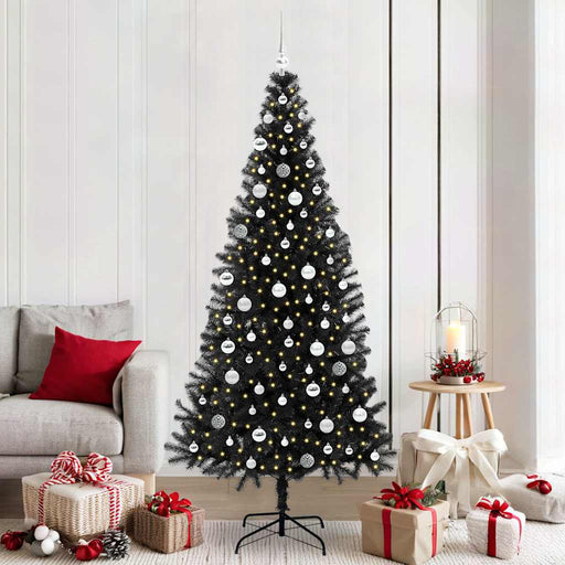 Brad de Crăciun cu 300 LED cu suport Negru 210 cm PVC - WALTI WALTI