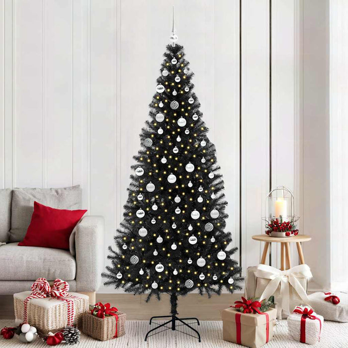 Brad de Crăciun cu 300 LED cu suport Negru 210 cm PVC - WALTI WALTI