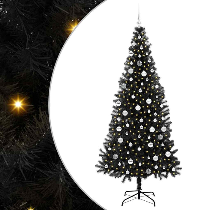 Brad de Crăciun cu 300 LED cu suport Negru 210 cm PVC - WALTI WALTI