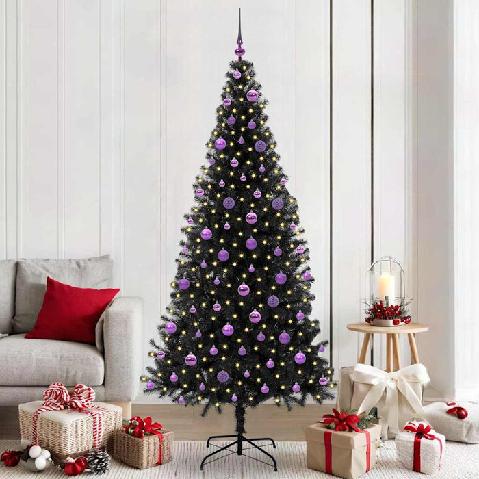 Brad de Crăciun cu 300 LED cu suport Negru 210 cm PVC - WALTI WALTI