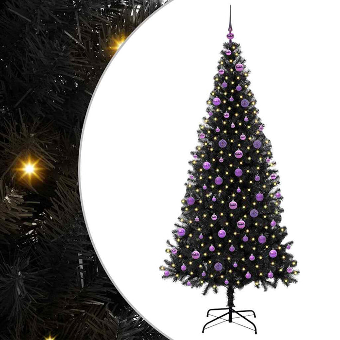 Brad de Crăciun cu 300 LED cu suport Negru 210 cm PVC - WALTI WALTI